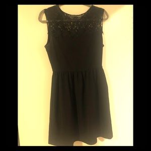 LBD with crochet lace neck